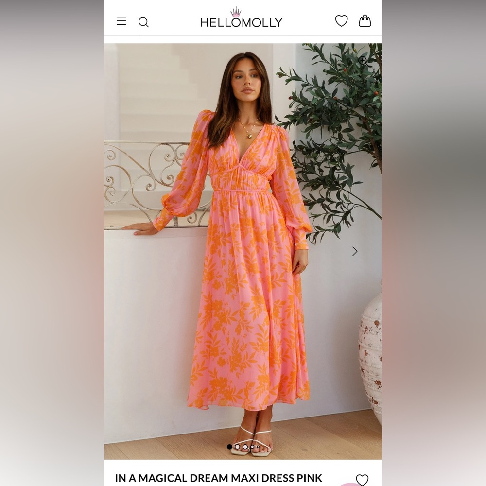 Hello Molly Vibrant Pink and Orange Maxi Dress
